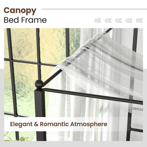 Twin/Full/Queen Size Metal Canopy Bed Frame with Slat Support-Full Size view 7