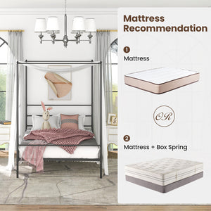 Twin/Full/Queen Size Metal Canopy Bed Frame with Slat Support-Full Size view 9