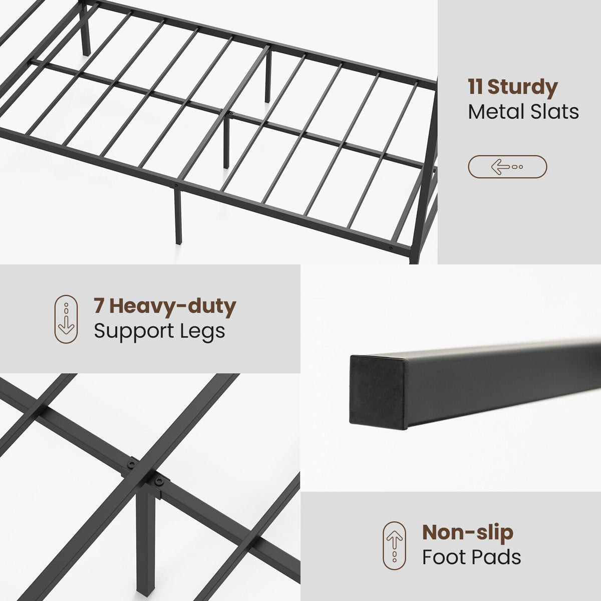 Twin/Full/Queen Size Metal Canopy Bed Frame with Slat Support-Twin Size view 6