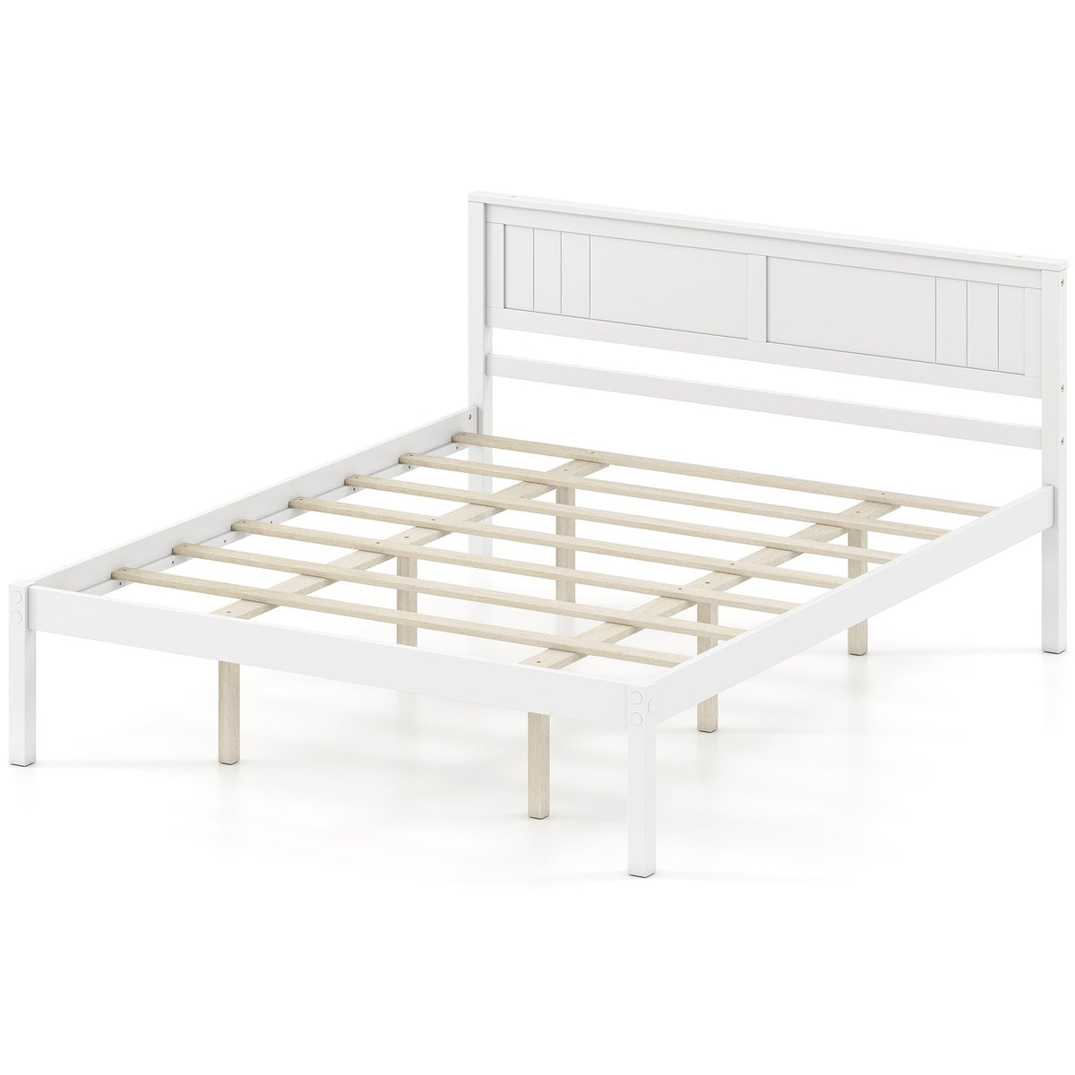 Twin/Full/Queen Size Sturdy Wooden Bed Frame with Headboard and Slat Support-Queen Size