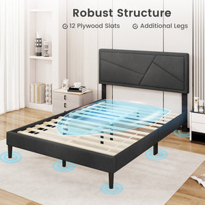 Twin/Full/Queen Size Upholstered Platform Bed Frame with High Headboard-Full Size view 6