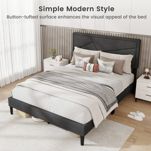 Twin/Full/Queen Size Upholstered Platform Bed Frame with High Headboard-Full Size view 9
