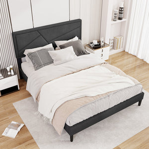 Twin/Full/Queen Size Upholstered Platform Bed Frame with High Headboard-Queen Size view 3