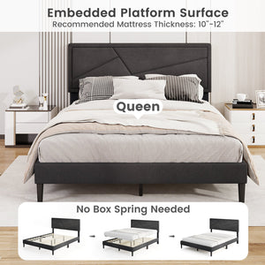 Twin/Full/Queen Size Upholstered Platform Bed Frame with High Headboard-Queen Size view 7