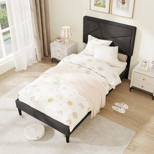 Twin/Full/Queen Size Upholstered Platform Bed Frame with High Headboard-Twin view 2