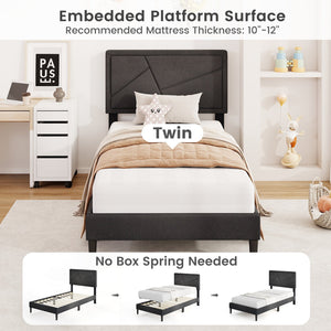 Twin/Full/Queen Size Upholstered Platform Bed Frame with High Headboard-Twin view 7
