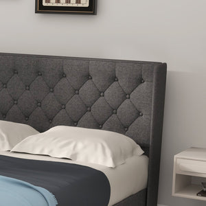 Twin/Full/Queen Size Upholstered Platform Bed with Button Tufted Headboard-Queen Size view 3