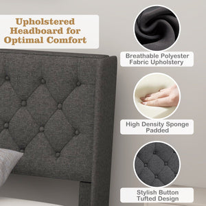 Twin/Full/Queen Size Upholstered Platform Bed with Button Tufted Headboard-Twin Size view 6