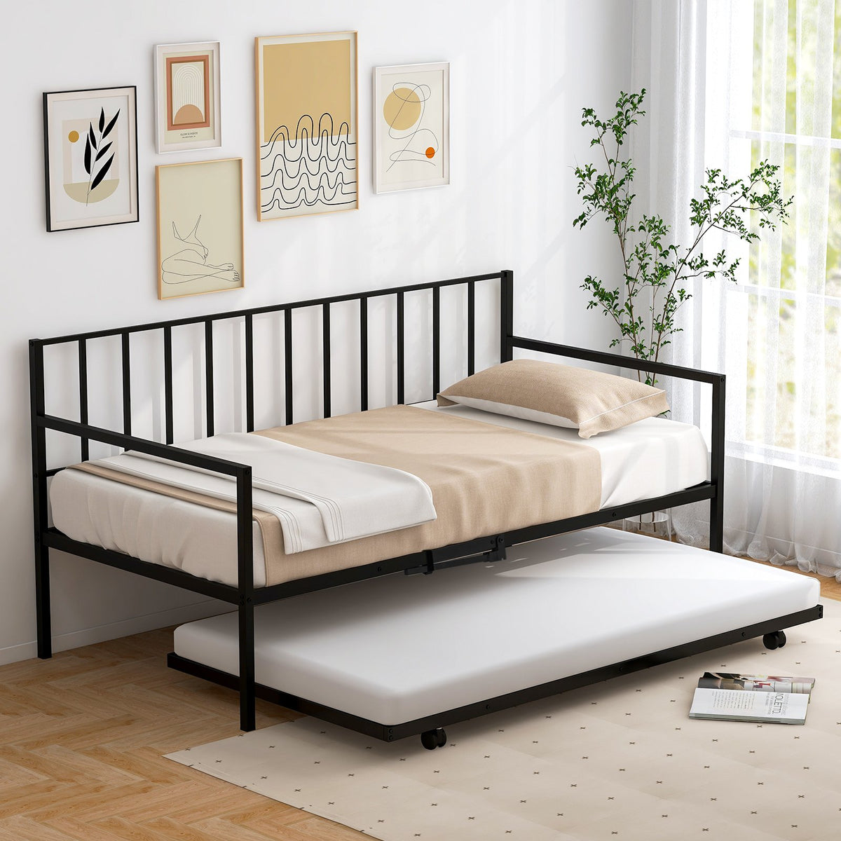 Twin Size Daybed and Trundle Frame Set Trundle Bedframe view 2