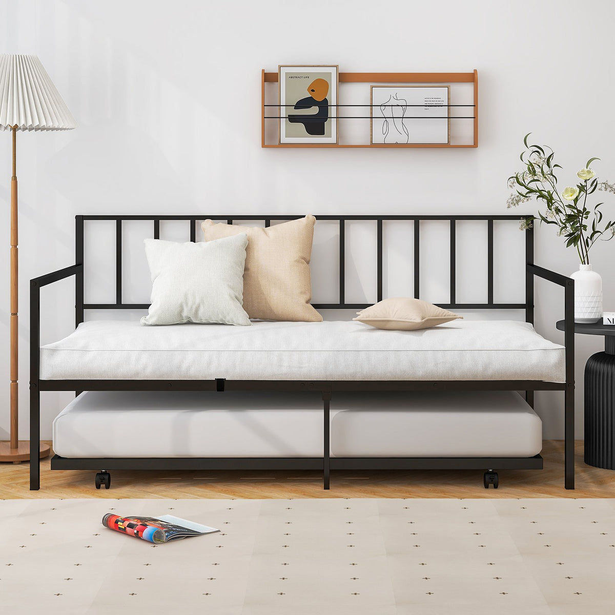 Twin Size Daybed and Trundle Frame Set Trundle Bedframe view 6
