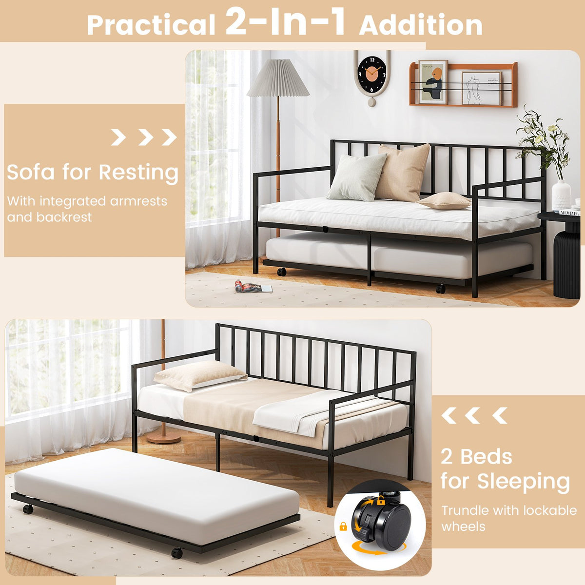 Twin Size Daybed and Trundle Frame Set Trundle Bedframe view 8