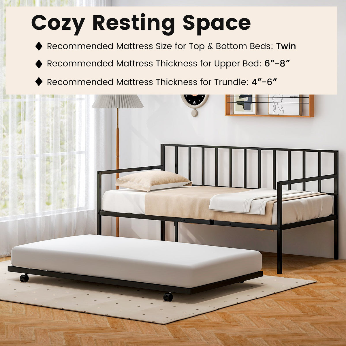 Twin Size Daybed and Trundle Frame Set Trundle Bedframe view 9