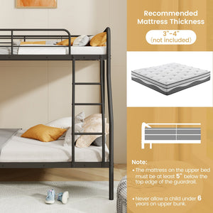 Twin Over Full Bunk Bed with Ladder and Full-length Guardrails-Black view 7