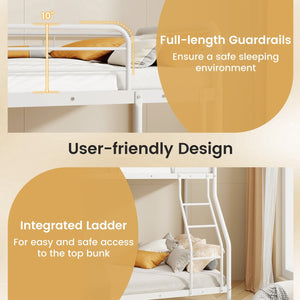 Twin Over Full Bunk Bed with Ladder and Full-length Guardrails-White view 7