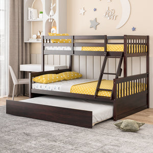 Twin Over Full Convertible Bunk Bed with Twin Trundle-Espresso view 2
