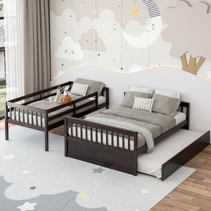Twin Over Full Convertible Bunk Bed with Twin Trundle-Espresso view 3
