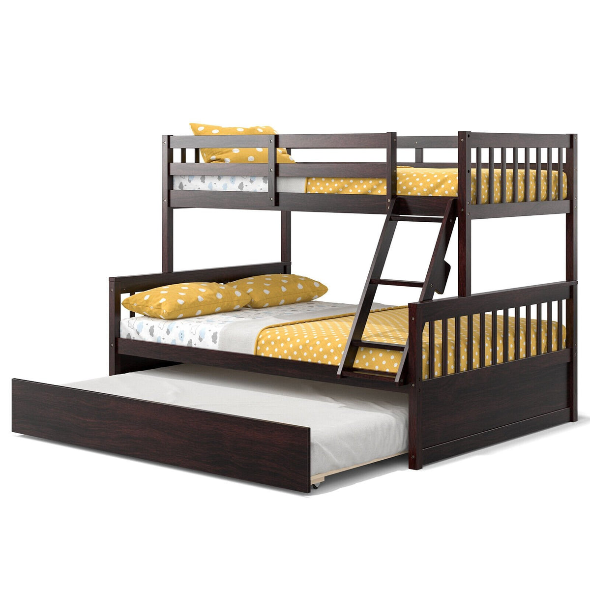Twin Over Full Convertible Bunk Bed with Twin Trundle-Espresso view 4