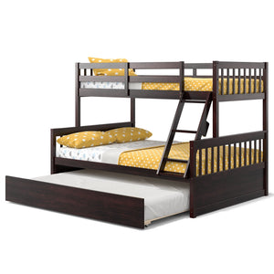 Twin Over Full Convertible Bunk Bed with Twin Trundle-Espresso view 4