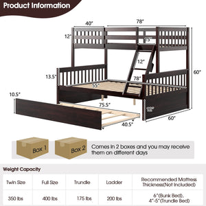Twin Over Full Convertible Bunk Bed with Twin Trundle-Espresso view 5