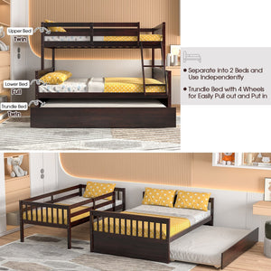 Twin Over Full Convertible Bunk Bed with Twin Trundle-Espresso view 7