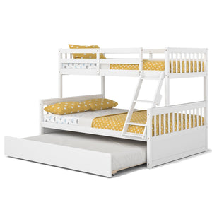 Twin Over Full Convertible Bunk Bed with Twin Trundle-White view 4