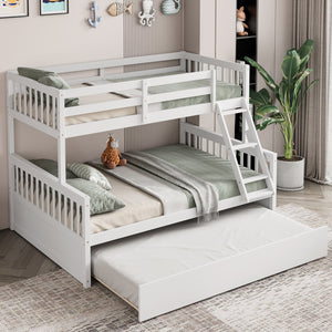 Twin Over Full Convertible Bunk Bed with Twin Trundle-White view 6