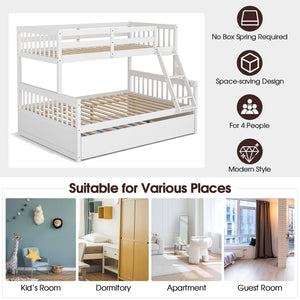 Twin Over Full Convertible Bunk Bed with Twin Trundle-White view 9