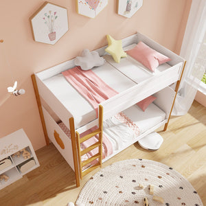 Twin Over Twin Bunk Bed with Integrated Ladder and Safety Guardrails-Twin Size view 3
