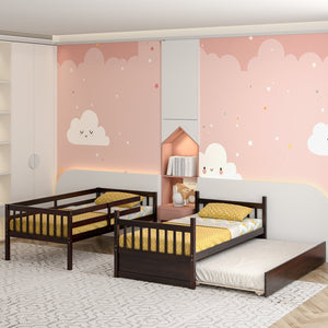 Twin Over Twin Bunk Bed with Pull-out Trundle and Ladder-Espresso view 6