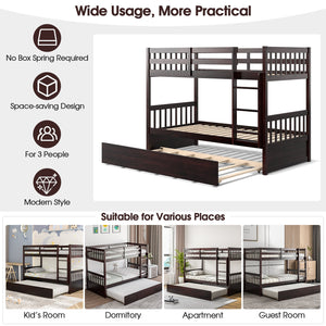 Twin Over Twin Bunk Bed with Pull-out Trundle and Ladder-Espresso view 9
