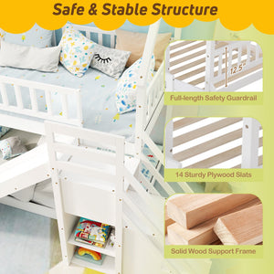 Twin Over Twin Bunk Bed with Slide and Staircase-White view 8