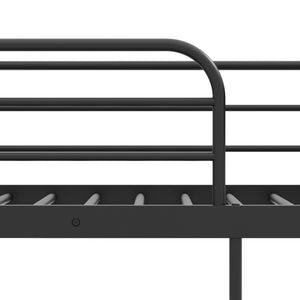 Twin Over Twin Bunk Bed with Trundle with Ladder and Full-length Guardrails-Black view 9