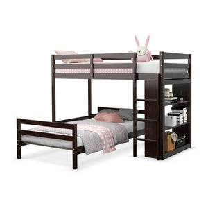 Twin Over Twin Loft Bunk Bed with Bookcase-Espresso view 4