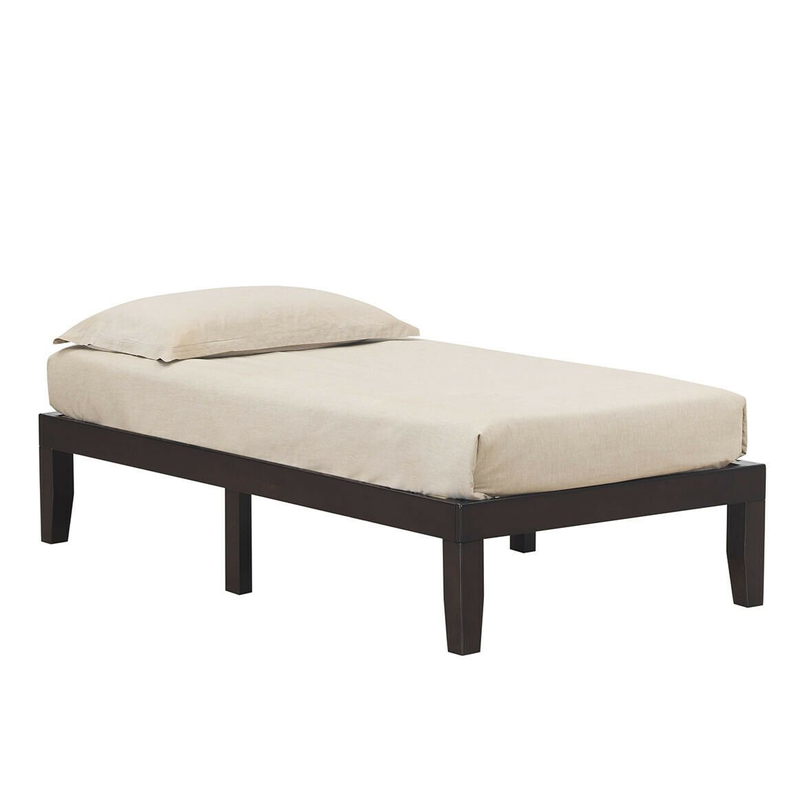 Twin Size 14 Inch Wooden Slats Bed Mattress Frame-Brown view 4