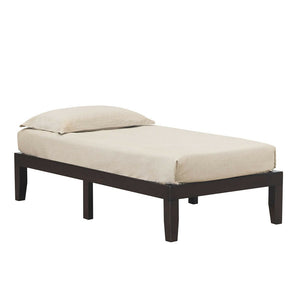 Twin Size 14 Inch Wooden Slats Bed Mattress Frame-Brown view 4