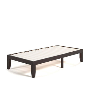 Twin Size 14 Inch Wooden Slats Bed Mattress Frame-Brown view 8