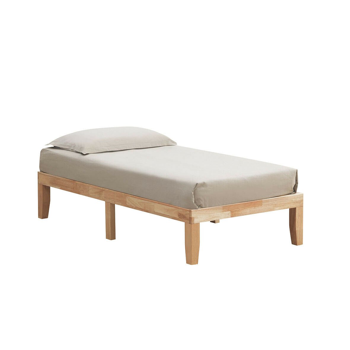 Twin Size 14 Inch Wooden Slats Bed Mattress Frame-Natural view 4
