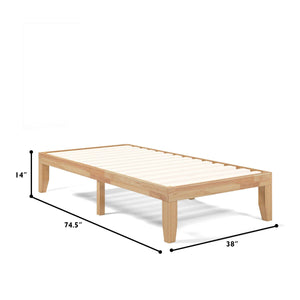 Twin Size 14 Inch Wooden Slats Bed Mattress Frame-Natural view 5