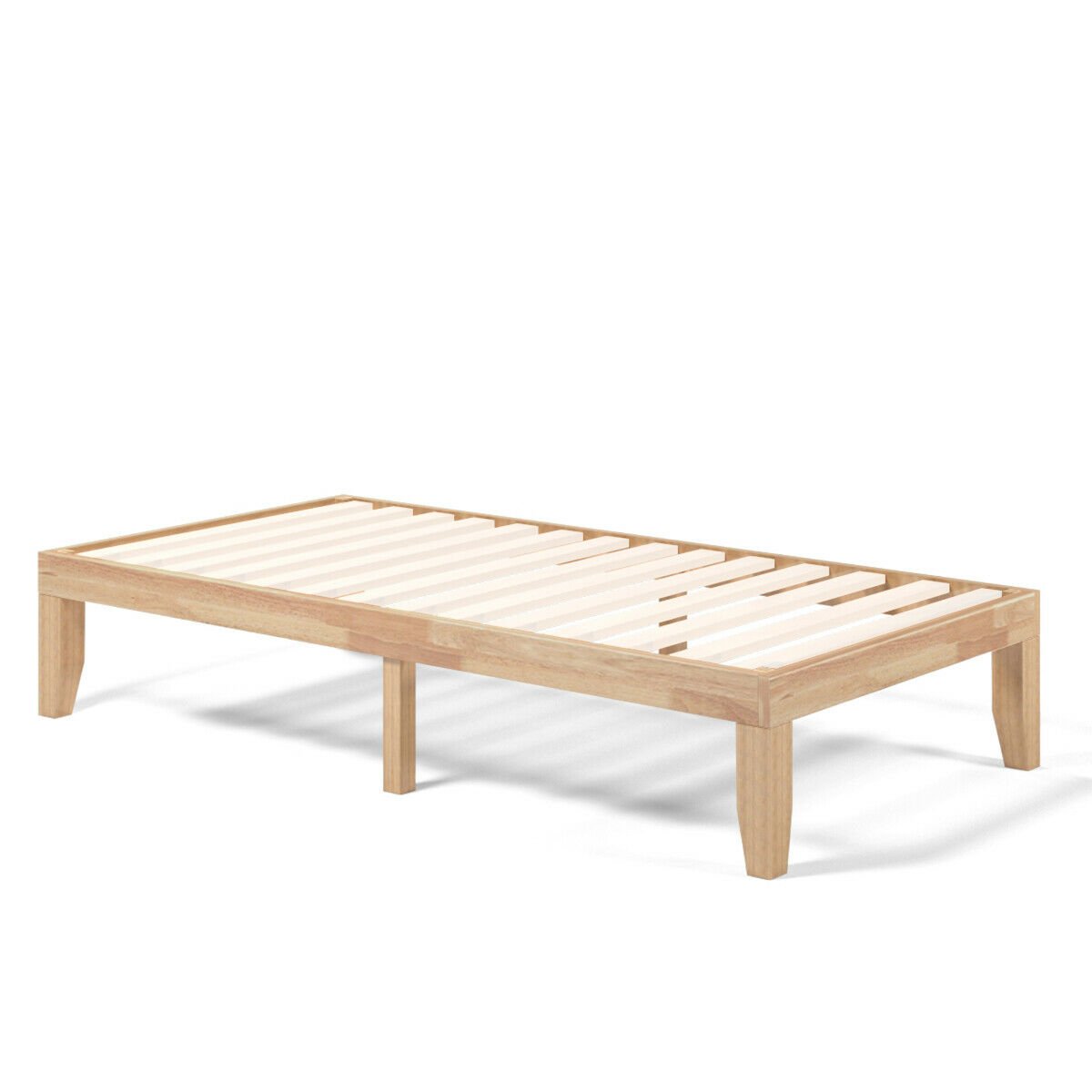Twin Size 14 Inch Wooden Slats Bed Mattress Frame-Natural view 8