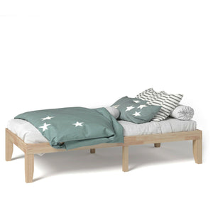 Twin Size 14 Inch Wooden Slats Bed Mattress Frame-Natural view 9