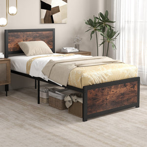 Twin Size Bed Frame Metal with High Headboard and Mute Bars-Twin Size view 3