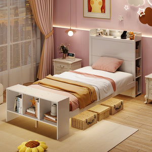 Twin Size Bed Frame with 2 USB Ports with Storage Headboard and Lights-Twin Size view 3