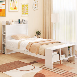 Twin Size Bed Frame with 2 USB Ports with Storage Headboard and Lights-Twin Size view 5