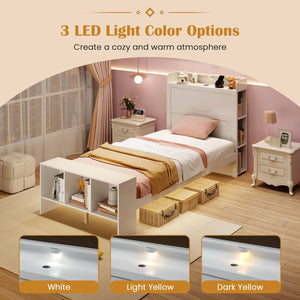 Twin Size Bed Frame with 2 USB Ports with Storage Headboard and Lights-Twin Size view 6