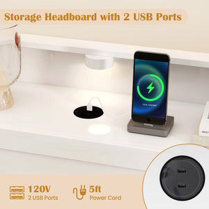 Twin Size Bed Frame with 2 USB Ports with Storage Headboard and Lights-Twin Size view 7