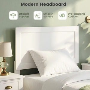 Twin Size Bed Frame with Headboard for Small Room No Box Spring Needed-White view 7