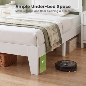 Twin Size Bed Frame with Headboard for Small Room No Box Spring Needed-White view 9