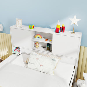 Twin Size Bed Frame with Trundle and Power Outlets-White view 5