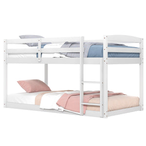 Twin Size Bunk Bed with High Guardrails and Integrated Ladder-White view 4