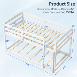 Twin Size Bunk Bed with High Guardrails and Integrated Ladder-White view 5